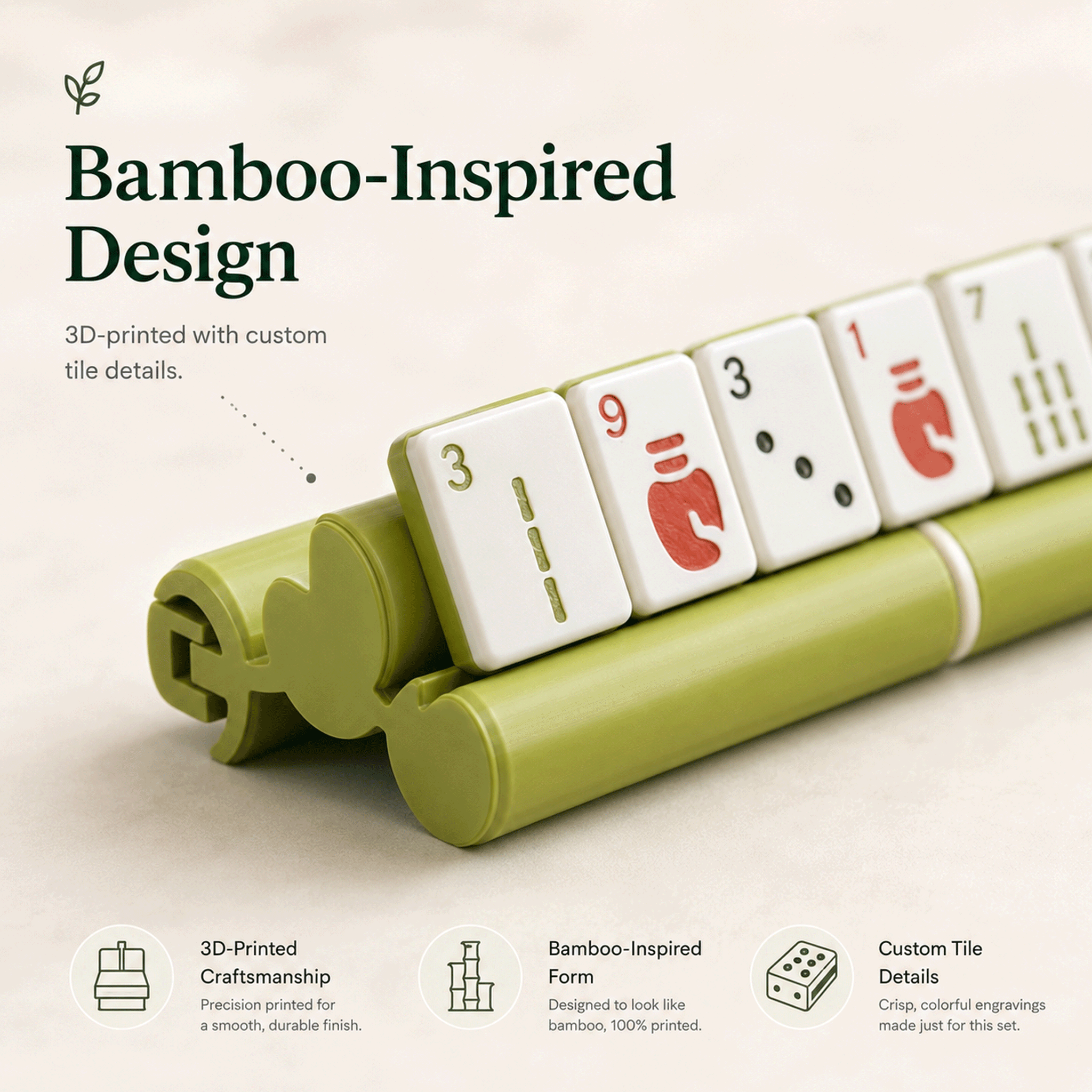 Lucky Bamboo American Mahjong Set with 152 Tiles, Bamboo Racks & Pot Storage