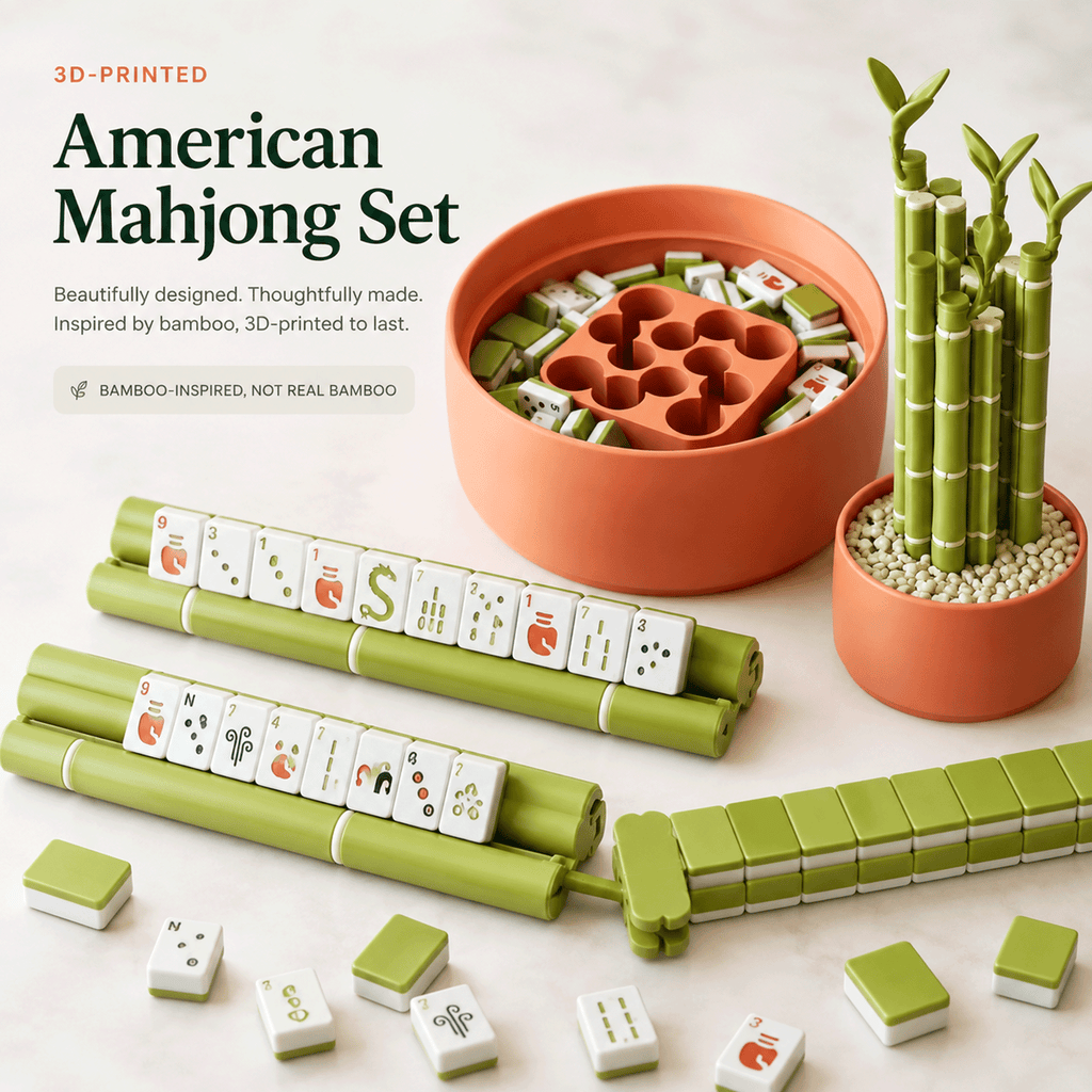 Lucky Bamboo American Mahjong Set with 152 Tiles, Bamboo Racks & Pot Storage