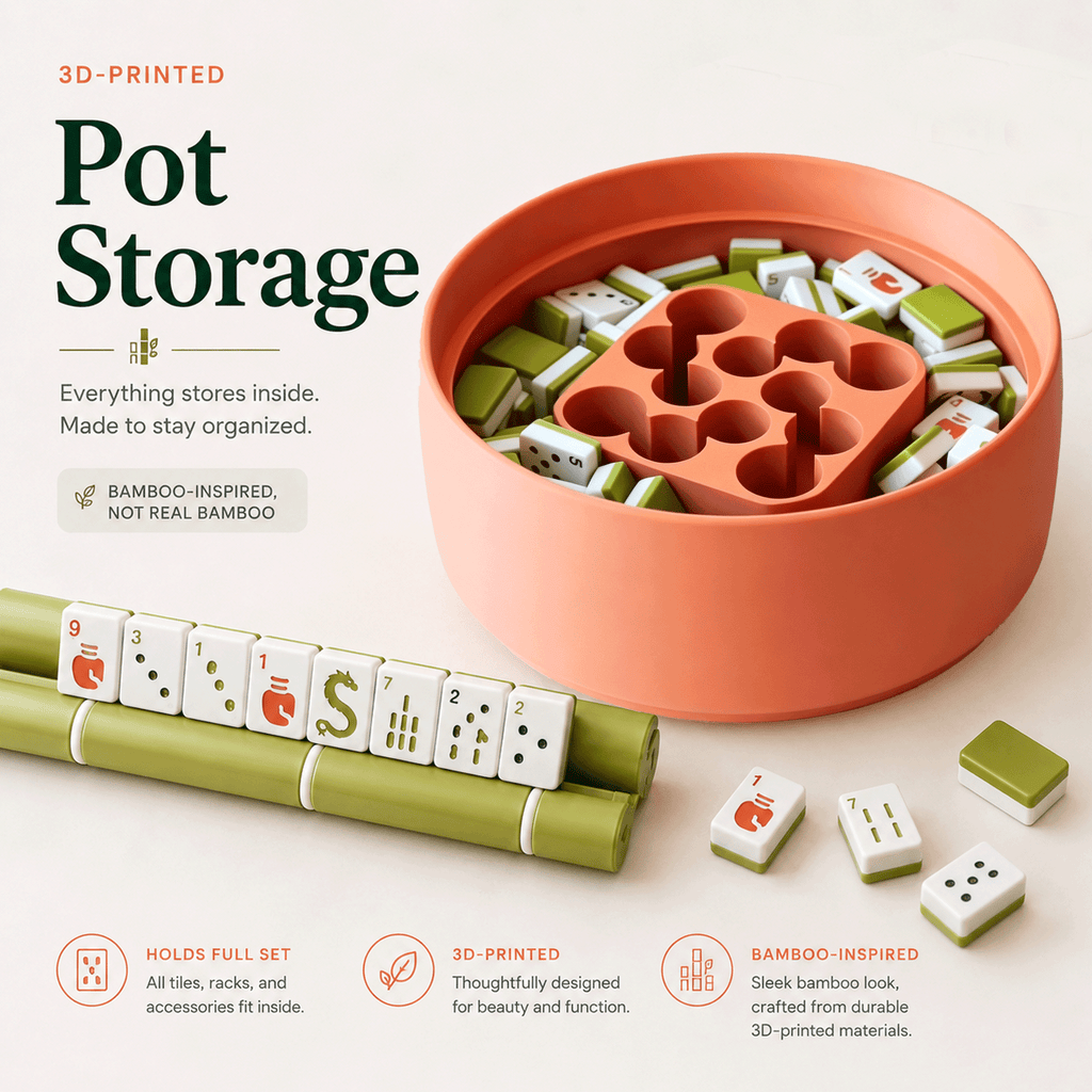 Lucky Bamboo American Mahjong Set with 152 Tiles, Bamboo Racks & Pot Storage